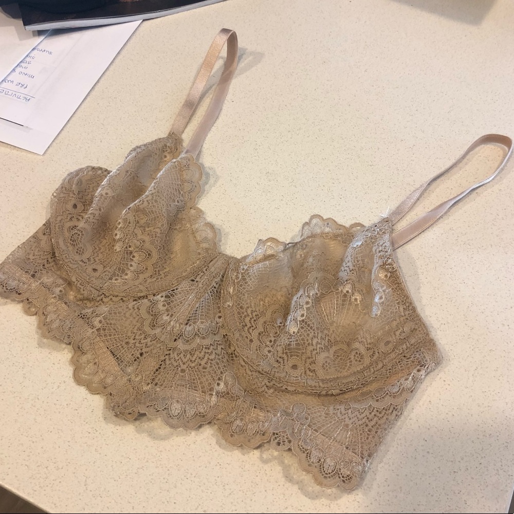 Cute lace corset style nude bra